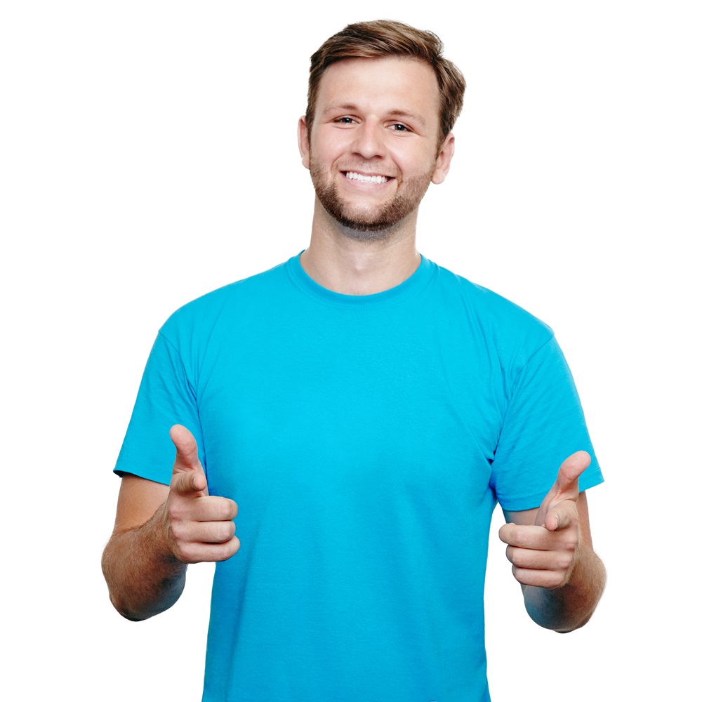 smiling young man pointing at camera SZPQGBT Home